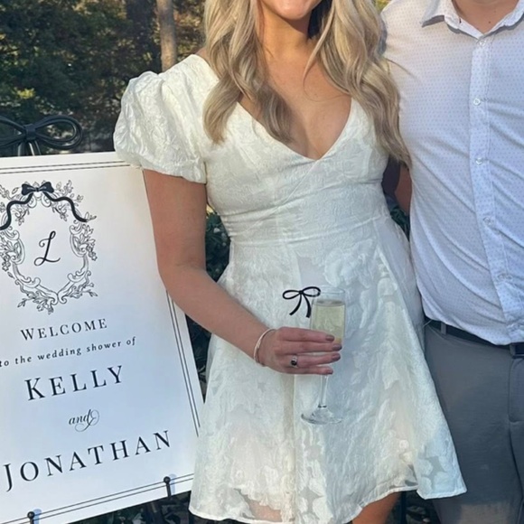 JACQUARD MINI DRESS with Puff Sleeves - Picture 3 of 7